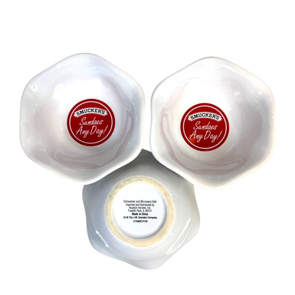 J.M. Smucker's White "Smucker's Sundaes Any Day!" Dessert Bowls (3)